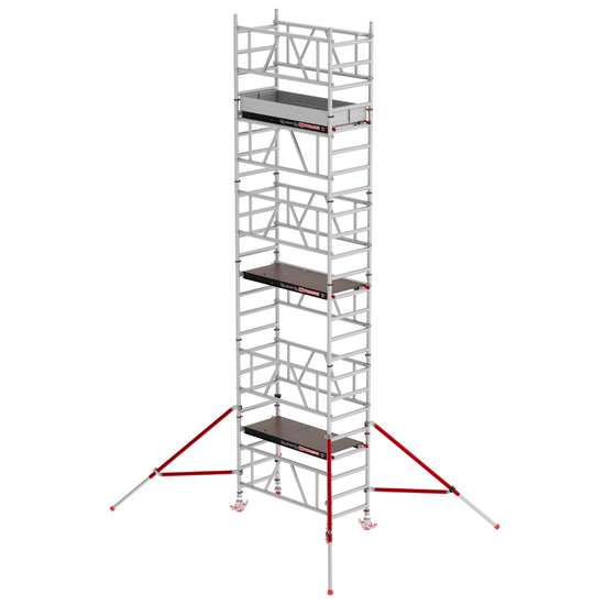 Andamio MiTOWER PLUS con altura de plataforma a 5.20 m, solución robusta y versátil para trabajos en altura con certificación de seguridad EN 1004-1