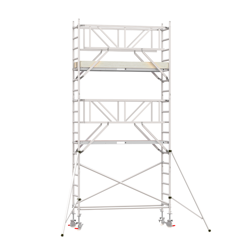 Andamio Scafline ECO 75 cm: estructura de aluminio compacta y ligera, ideal para trabajos en altura en espacios reducidos. Ofrece máxima estabilidad, fácil transporte y seguridad certificada para uso profesional