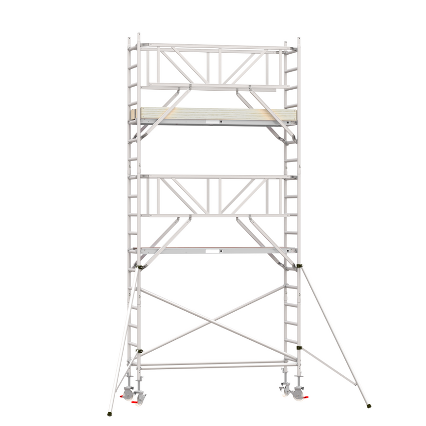 Andamio Scafline ECO 75 cm: estructura de aluminio compacta y ligera, ideal para trabajos en altura en espacios reducidos. Ofrece máxima estabilidad, fácil transporte y seguridad certificada para uso profesional