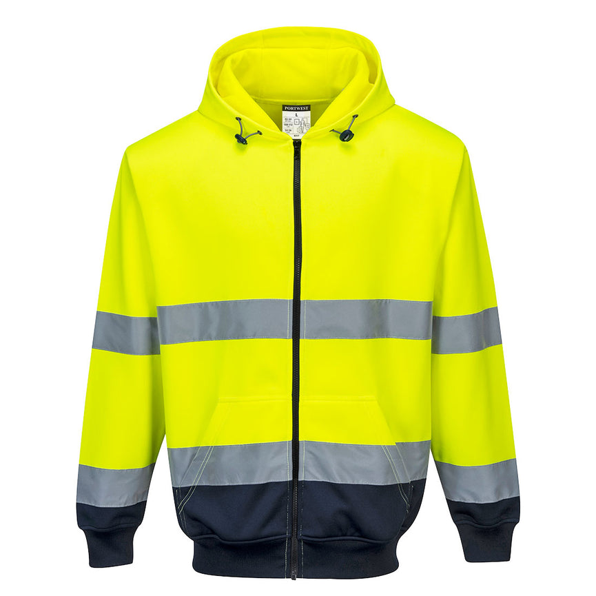 Sudadera con capucha y cremallera de alto contraste
