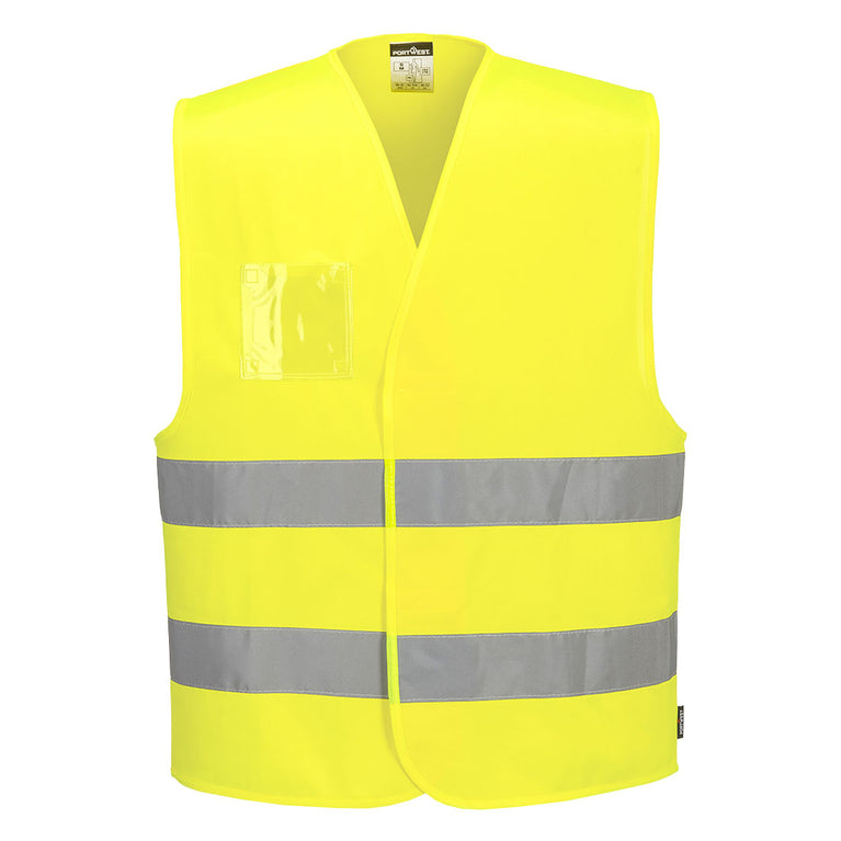 Chaleco Portwest de alta visibilidad con dos bandas y con porta-identificación dual