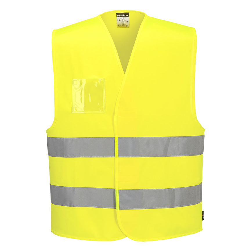 Chaleco Portwest de alta visibilidad con dos bandas y con porta-identificación dual