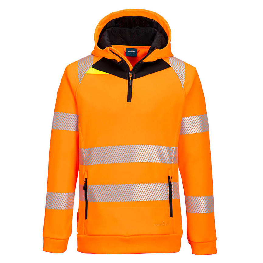 Sudadera Portwest con capucha DX4 Hi-Vis 1/4 Zip