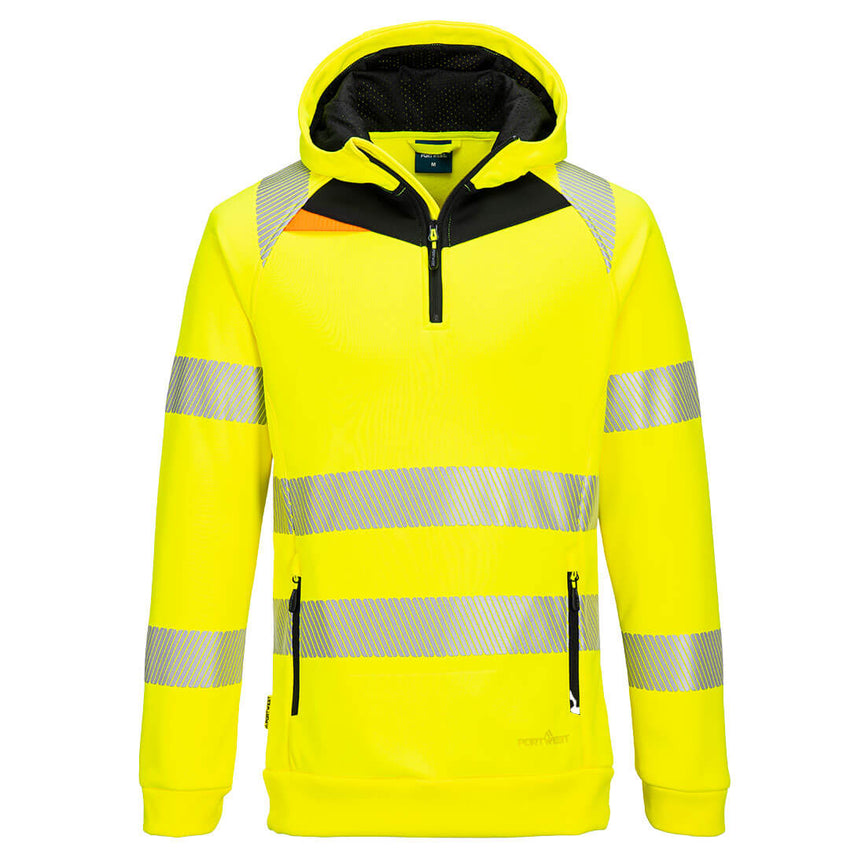 Sudadera Portwest con capucha DX4 Hi-Vis 1/4 Zip
