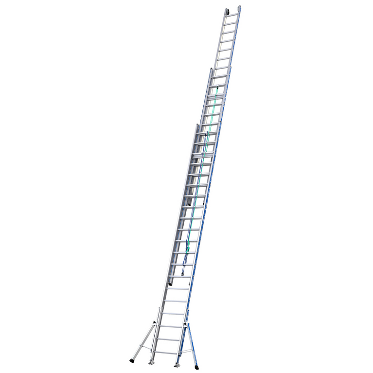 Escalera extensible de cuerda Platinium 3 tramos 3x20: diseñada para alturas extremas, con gran resistencia y estabilidad para trabajos profesionales intensivos.

