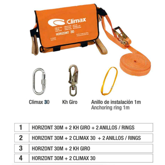 Línea de Vida Horizontal Climax 30 – Seguridad en Altura para 3 Usuarios-Protexton