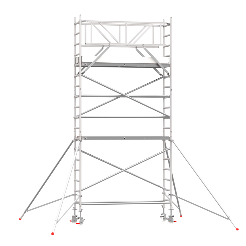 Escalera Móvil Scafline Tirantes 75 cm – Plataforma compacta y segura con altura de trabajo de hasta 6 metros, ideal para espacios reducidos en trabajos de altura.

