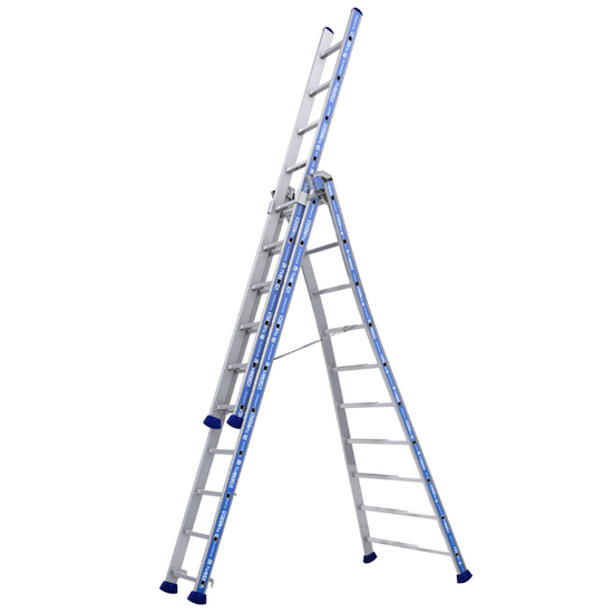 Escalera Platinium Transformable 3 Tramos 3x10 peldaños - alta capacidad de carga y seguridad optimizada