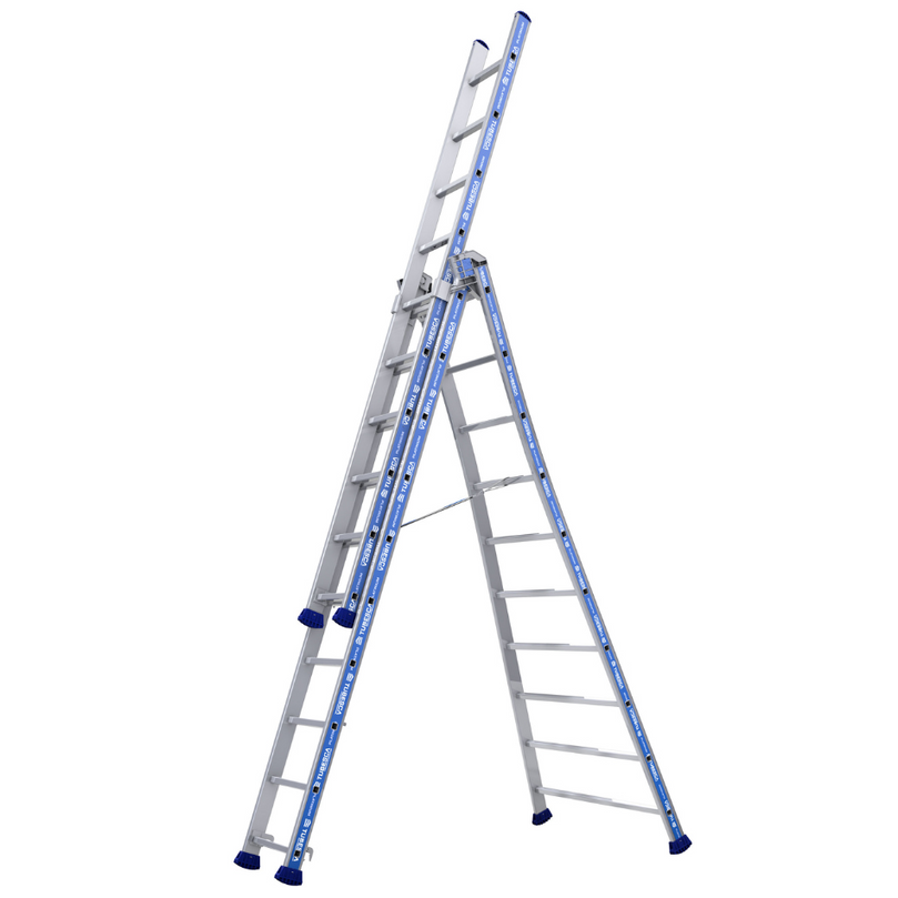 Escalera Platinium Transformable 3 Tramos 3x10 peldaños - alta capacidad de carga y seguridad optimizada