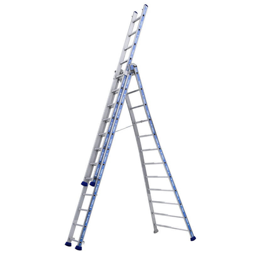 Escalera Platinium Transformable 3 Tramos 3x12 peldaños - máxima altura y estabilidad para trabajos en altura exigentes