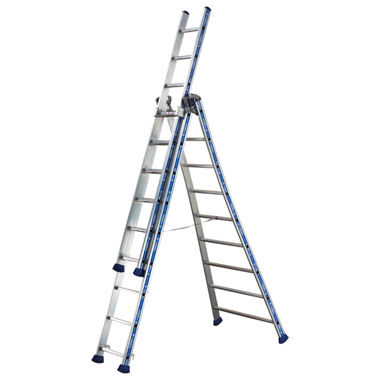 Escalera Platinium Transformable 3 Tramos 3x9 peldaños - altura extendida y resistencia profesional