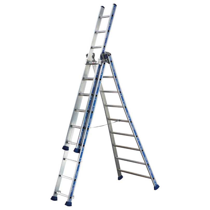 Escalera Platinium Transformable 3 Tramos 3x9 peldaños - altura extendida y resistencia profesional