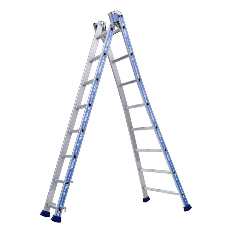 Escalera Platinium Transformable de 2 tramos con 8 peldaños, proporciona un acceso seguro y confiable hasta 5,80 m, ideal para tareas intensivas
