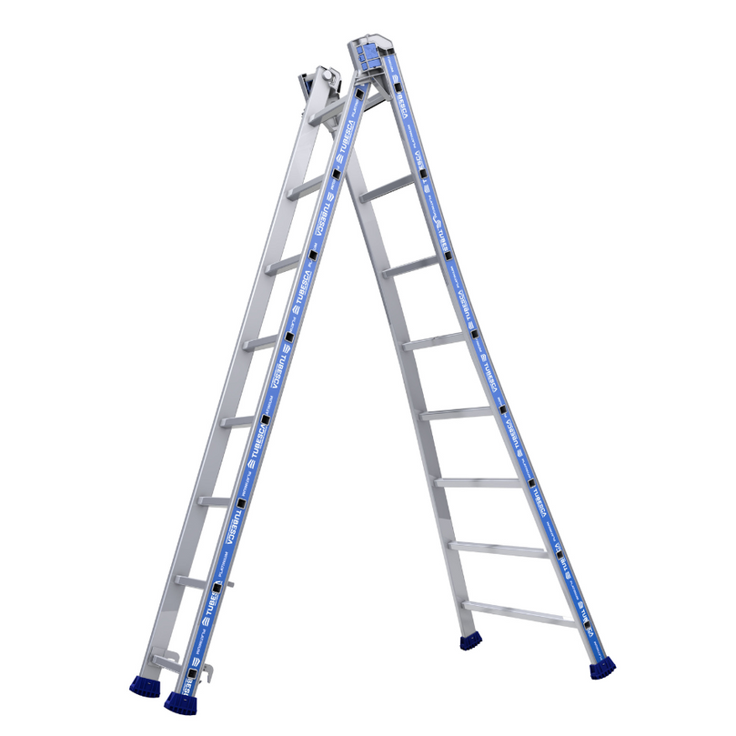 Escalera Platinium Transformable de 2 tramos con 8 peldaños, proporciona un acceso seguro y confiable hasta 5,80 m, ideal para tareas intensivas