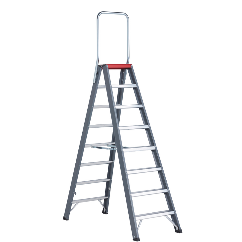  Escalera de doble acceso Falco de 8 peldaños, que combina durabilidad y rendimiento, ideal para profesionales que requieren máxima estabilidad en alturas.
