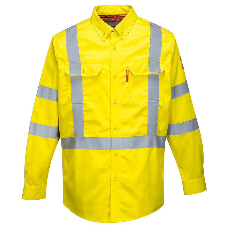 Camisa Portwest de alta visibilidad y resistente a la llama Bizflame 88/12