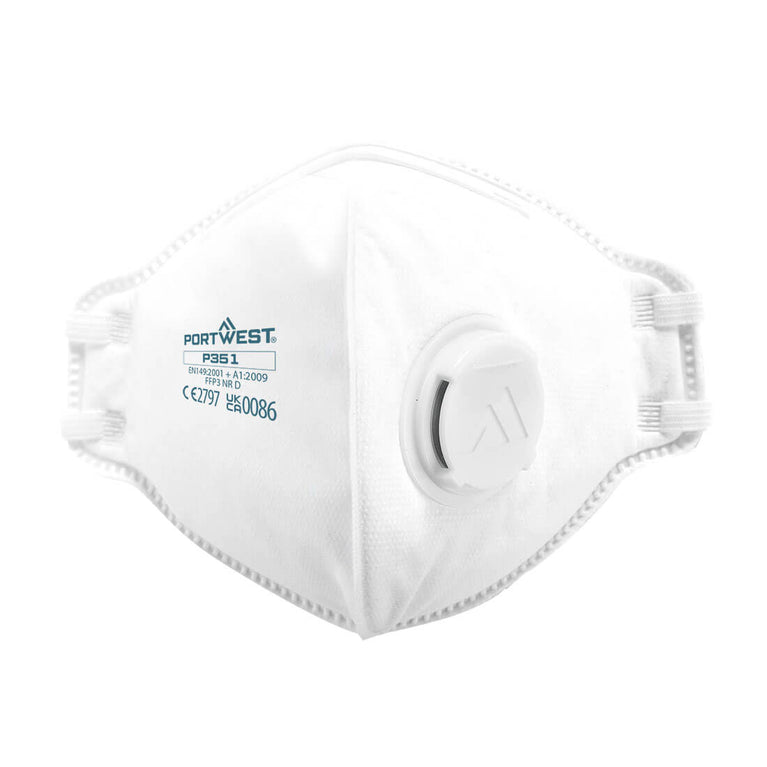 Mascarilla plegada plana con válvula FFP3 (Pack20)