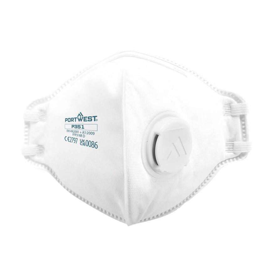 Mascarilla plegada plana con válvula FFP3 (Pack20)