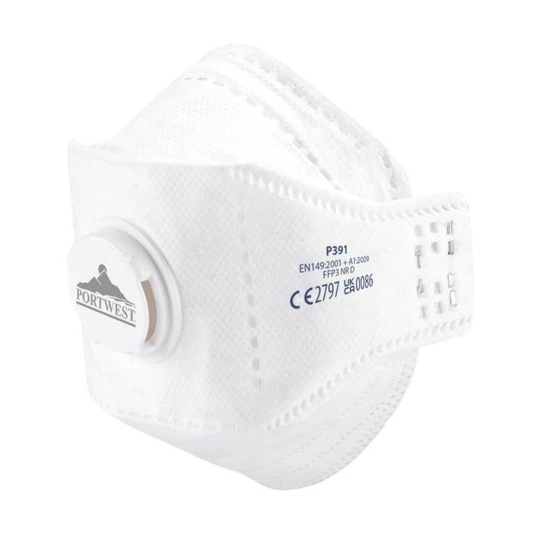 Mascarilla EAGLE Dolomite plegada plana con válvula FFP3 (pack 10)