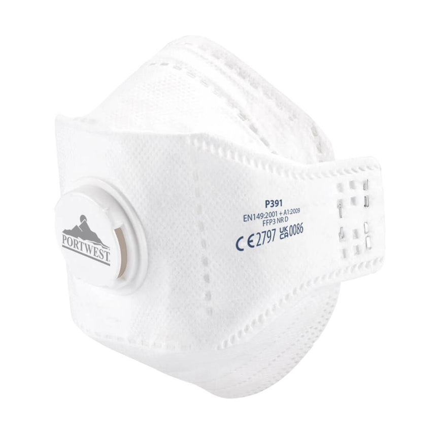 Mascarilla EAGLE Dolomite plegada plana con válvula FFP3 (pack 10)