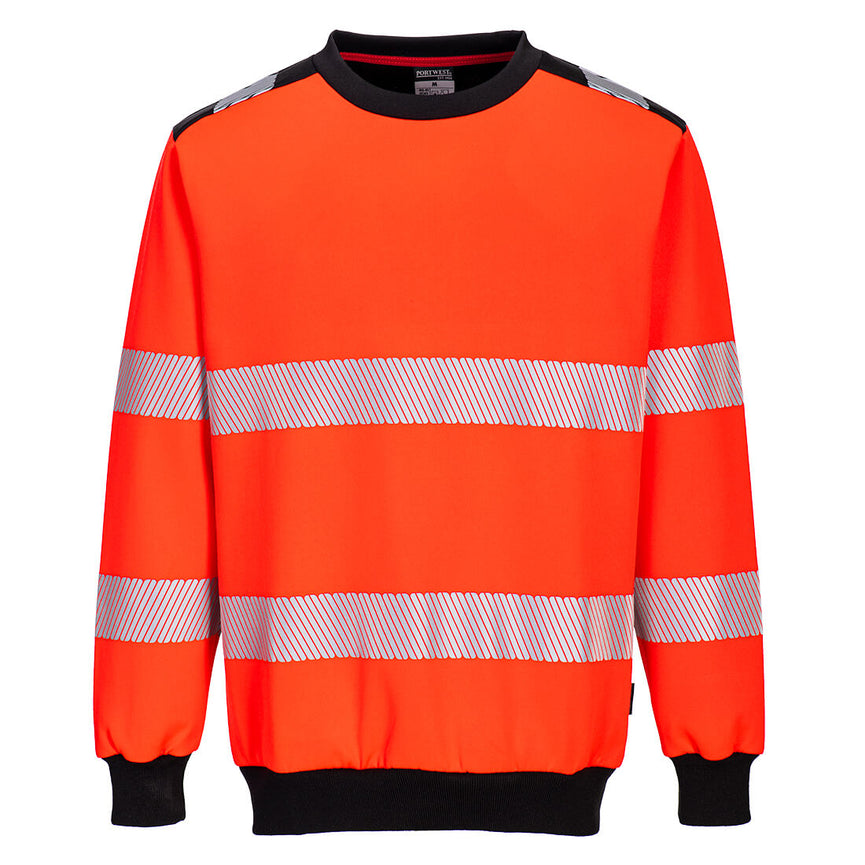 Sudadera Portwest PW3 de alta visibilidad con cuello redondo