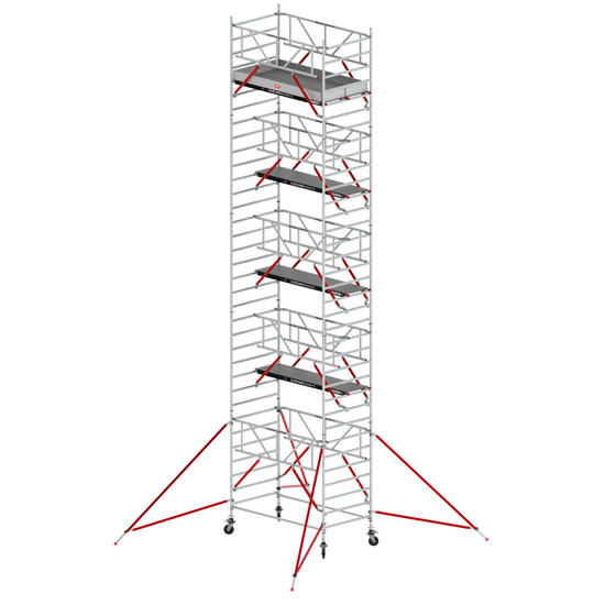 RS TOWER 52 S 135x245 - Altura de trabajo 11,2 m: Torre RS TOWER 52 S de 135x245 cm, diseñada para trabajos a una altura de 11,2 metros, perfecta para uso intensivo.