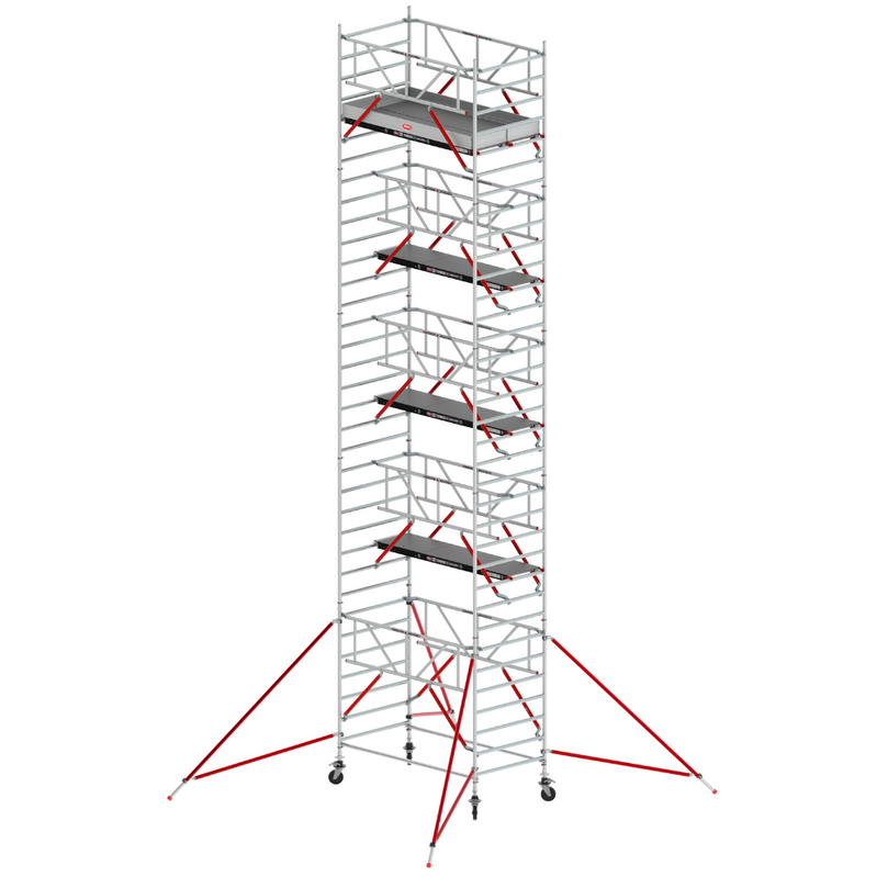 RS TOWER 52 S 135x245 - Altura de trabajo 11,2 m: Torre RS TOWER 52 S de 135x245 cm, diseñada para trabajos a una altura de 11,2 metros, perfecta para uso intensivo.