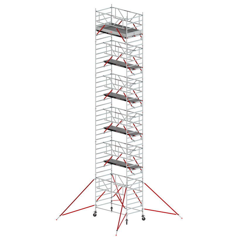 RS TOWER 52 S 135x245 - Altura de trabajo 13,2 m: Andamio RS TOWER 52 S de 135x245 cm, máxima altura de trabajo de 13,2 metros, diseño profesional y seguro.