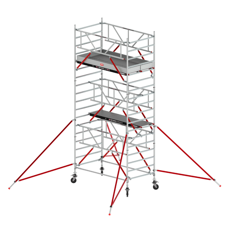 RS TOWER 52 S 135x245 - Altura de trabajo 6,2 m: Torre de acceso RS TOWER 52 S de 135x245 cm, altura máxima de trabajo de 6,2 metros, resistente y funcional.