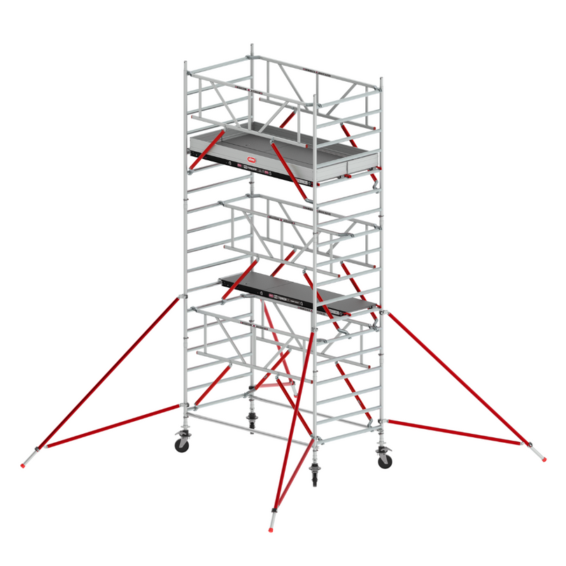 RS TOWER 52 S 135x245 - Altura de trabajo 6,2 m: Torre de acceso RS TOWER 52 S de 135x245 cm, altura máxima de trabajo de 6,2 metros, resistente y funcional.