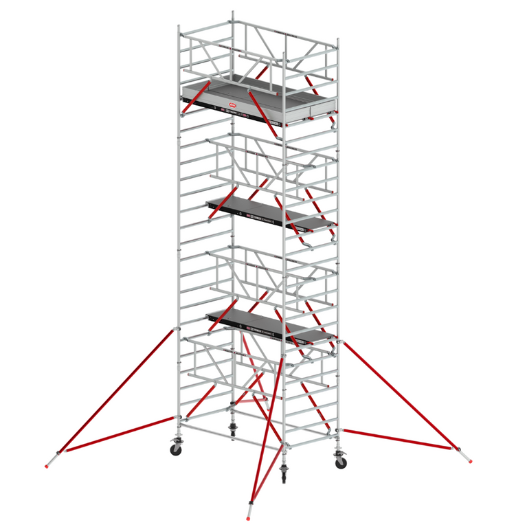 RS TOWER 52 S 135x245 - Altura de trabajo 8,2 m: Torre móvil RS TOWER 52 S de 135x245 cm, diseñada para alcanzar alturas de trabajo de 8,2 metros, estructura confiable.