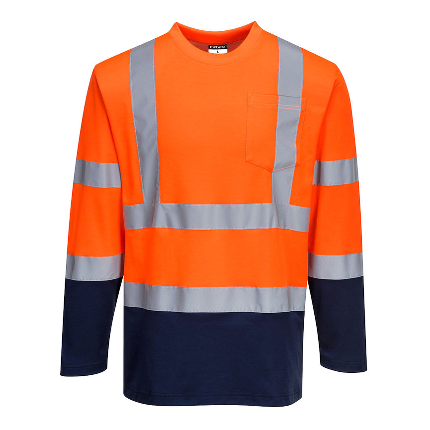 Camiseta Portwest bicolor Cotton Comfort manga larga
