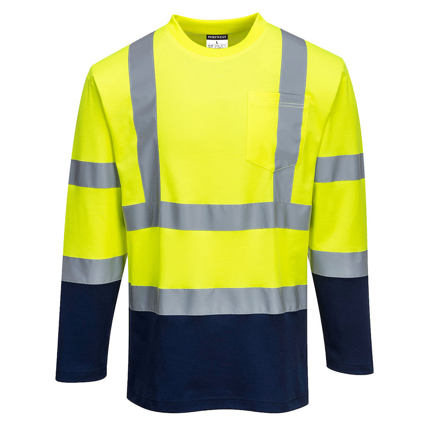 Camiseta Portwest bicolor Cotton Comfort manga larga