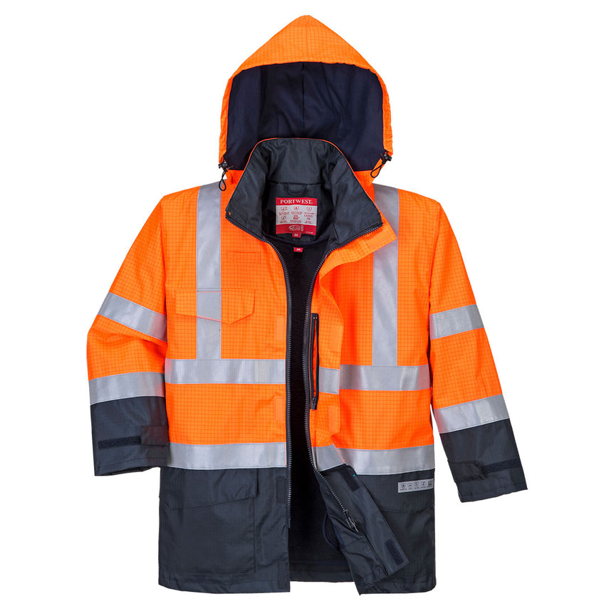 Chaqueta Portwest de alta visibilidad multi-protección Bizflame Rain