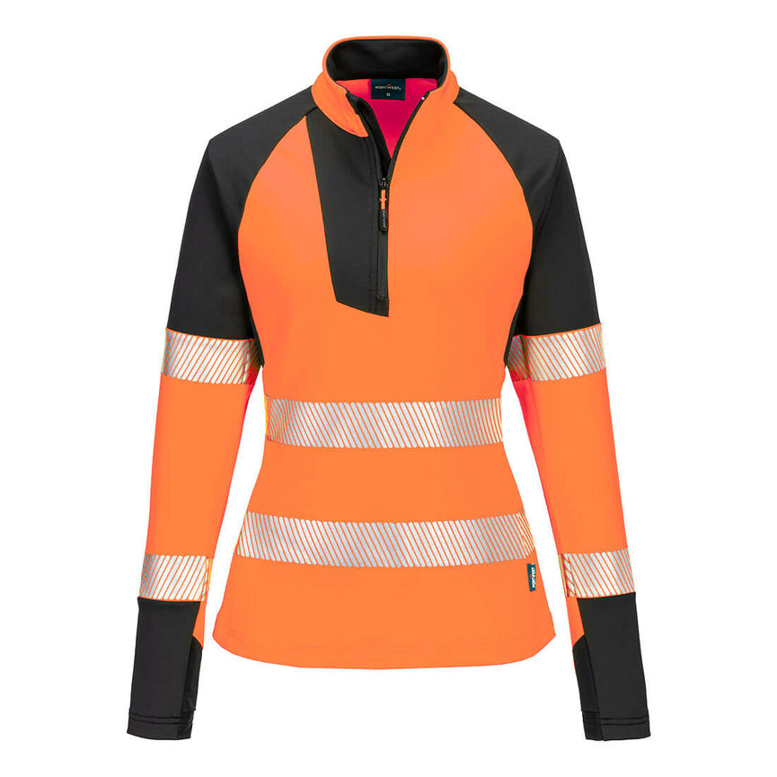 Sudadera Portwest de alta visibilidad PW3 con cremallera 1/4 para mujer