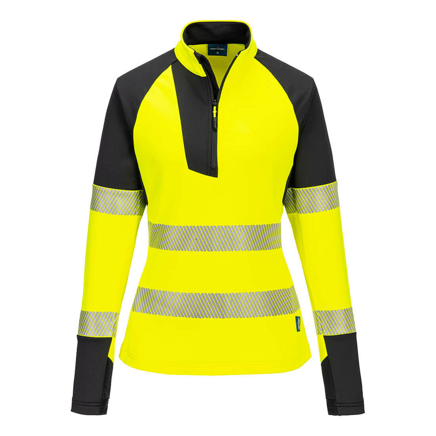 Sudadera Portwest de alta visibilidad PW3 con cremallera 1/4 para mujer