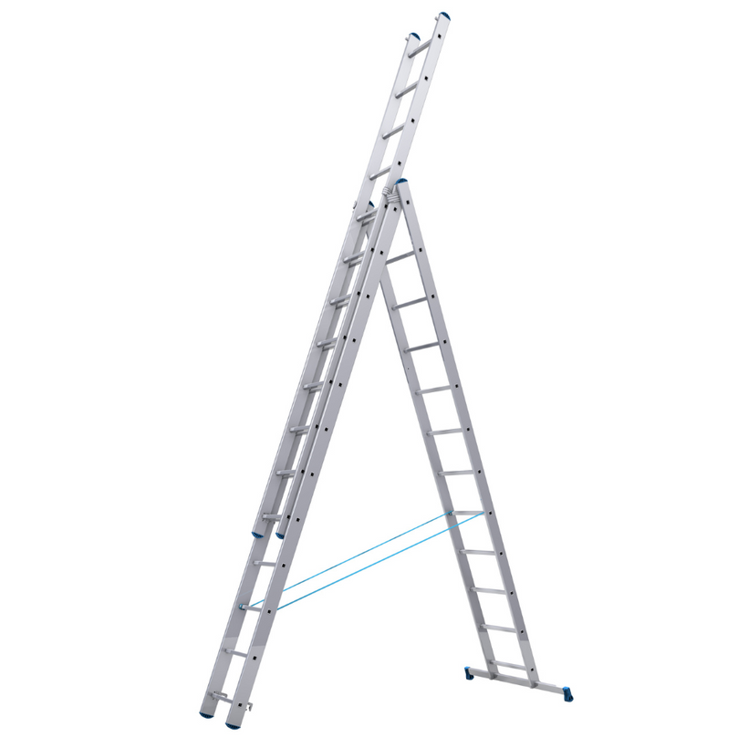 escalera robusta de aluminio, con altura máxima de 5,33 m, perfecta para trabajos largos y exigentes, ofreciendo alta seguridad y comodidad con una carga máxima de 150 kg.