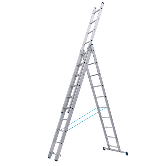 escalera robusta y fácil de usar con altura máxima de 4,77 m, diseñada para soportar hasta 150 kg, ideal para profesionales que requieren seguridad y estabilidad en altura.
