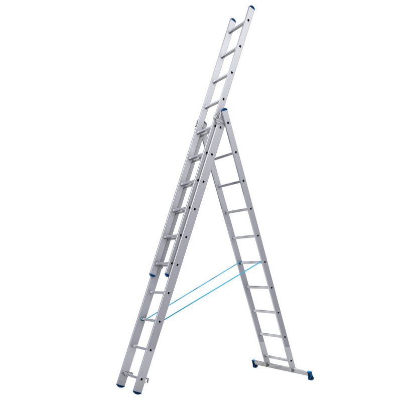 escalera robusta y fácil de usar con altura máxima de 4,77 m, diseñada para soportar hasta 150 kg, ideal para profesionales que requieren seguridad y estabilidad en altura.

