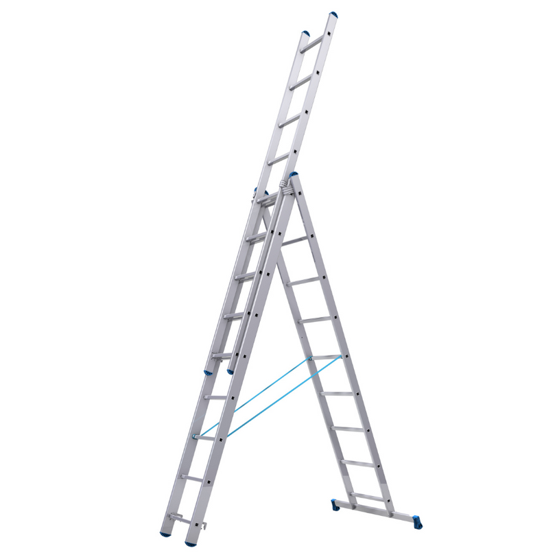  escalera versátil de aluminio, con altura máxima de 4,21 m, ideal para trabajos de construcción y mantenimiento, ofreciendo comodidad y estabilidad.